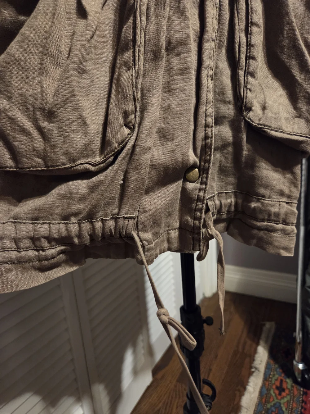 Free People Embroidered Linen-Blend Army Green Jacket - Picture 5 of 8
